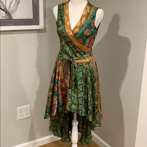 Indian Silk High Low Wrap Dress